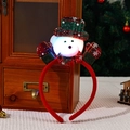 Cerchietto natalizio luminoso con pupazzo di neve e motivo festivo scozzese rosso e verde - Cerchietto Orso Plaid