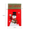 Large drawstring Christmas gift bag featuring a snowman 3D applique, 56x34cm size - Snowman
