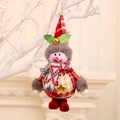 Colgante de muñeco de nieve navideño con gorro a cuadros rojos y estrella dorada brillante - Muñeca Redonda LW Muñeco de Nieve