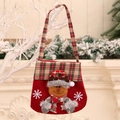 Sacchetto regalo di Natale con renna 3D e manici festivi con motivo a quadri rossi - Renna (17x16cm)