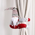 Christmas gnome curtain tieback with red and grey striped hat and long white beard - Beard Style
