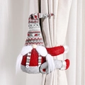 Christmas gnome curtain tieback with a red heart-patterned hat for festive window decor - Braided Style