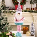 Gnomo de Navidad telescópico rosa y azul con bastón de caramelo de rayas decorativo - Muñeco Gnomo de Navidad Telescópico Serie Rosa y Azul (Papá Noel)