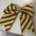 Nœud de Noël de 20cm avec paillettes rouges et vertes pour sapin et cadeaux - Rayures Pailletées