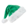 Gorro de Papá Noel verde de felpa gruesa con borde blanco y pompón para fiesta de Navidad - Verde