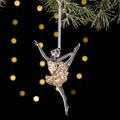 Elegante adorno navideño de bailarina en acrílico transparente con lentejuelas doradas y seda - Estilo Bailarina de Ballet