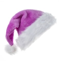 Vibrant purple plush Santa hat with thick white faux fur trim and pompom for parties - Lavender