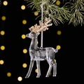 Adorno navideño de reno transparente con lentejuelas doradas y cinta para colgar - Estilo Ciervo de Pie