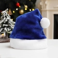 Bonnet de Noël classique en velours bleu avec bordure en fausse fourrure blanche - Bleu