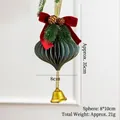 Christmas honeycomb bell ornament with green paper, red velvet bow and pine cone decoration - Approx 11*35cm / Dark Green Pleated Paper Ball (Style 06)