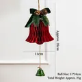 Christmas honeycomb bell ornament with red paper, pine cones and green bow for tree decoration - Approx 11*35cm / Red Honeycomb Bell (Style 010)