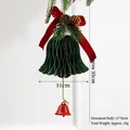 Dark green honeycomb bell ornament with red bow, pine cone and berries, size 35x11cm - Approx 11*35cm / Dark Green Honeycomb Bell (Style 012)