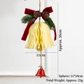 Christmas honeycomb bell ornament with red velvet bow and pine cones 35cm tall - Approx 11*35cm / Beige Honeycomb Bell (Style 014)