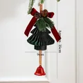 Christmas hanging decoration with green honeycomb tree, red bow and bell, 35cm length - Approx 11*35cm / Green Honeycomb Christmas Tree (Style 015)