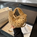 Handcrafted khaki crochet mini shoulder bag with woven strap for beach vacations - Khaki