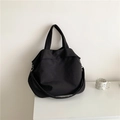 Sac fourre-tout minimaliste en nylon noir à grande capacité avec bandoulière réglable - Noir