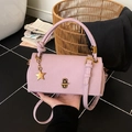 Minimalist lavender crossbody bag with star pendant and golden metal lock - Purple With Pendant