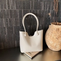 Chic cream white tote bag with spherical handle detail for commute and daily use - Without Pendant / White