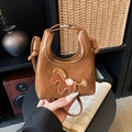 Bruine gewatteerde crossbodytas met schattig borduursel van een paard en handvat - Bruin