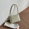 Pistachio green smooth leather shoulder bag with elegant silver crescent moon pendant - Green with Pendant