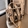 Transparente PVC-Tasche mit schwarz-weißem Hasenmuster und breitem Schultergurt - Gebrochenes Weiß