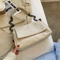 Chic cream white PU leather crossbody bag with metal chain strap and flap closure - Beige
