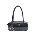 Chic black glossy faux leather underarm bag with red heart and pearl charm detail - Black With Pendant 408