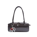Retro dark brown large capacity shoulder bag with shiny leather finish and heart charms - Coffee With Pendant 408