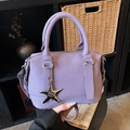 Mini borsa a bauletto viola lavanda in pelle PU con ciondolo a stella e tracolla rimovibile - Con Ciondolo / Viola