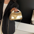 Elegant gold mirror acrylic clutch bag with a sleek metal chain strap for women - Light Gold