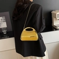 Chic gold mirror finish acrylic box bag with modern round handle and chain strap - Gold