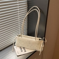 Off-white baguette shoulder bag with silver star print and side bow drawstring details - Off White