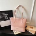 Grote lichtroze dames shopper van canvas en PU-leer met lange schouderbanden - Roze zonder Hanger