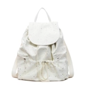 Zaino chic bianco perla con motivo a stelle argentate e coulisse per le donne - Bianco avorio