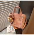 Mini borsa rosa in tela e pelle PU con ciondolo a forma di orsetto e tracolla - Blu (Con Ciondolo)