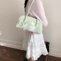 Minimalist mint green baguette shoulder bag with a stylish star pendant and double straps - Green