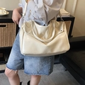 Borsa tote chic bianco panna in pelle PU lucida con tracolla regolabile rimovibile - Bianco Sporco