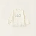 Sudadera crema de manga larga para niña con estampado Be Dazzling y bajo de encaje - Blanco Roto / 120