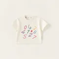 Camiseta infantil de algodón blanco roto con números de colores y un corazón rojo - 80 / Blanco Roto