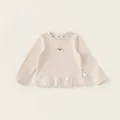 Maglia a maniche lunghe da bambina color crema con pois colorati e ricamo arcobaleno - 80 / Rosa Chiaro