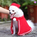 Set natalizio classico per piccoli cani e gatti composto da cappello rosso e mantellina - Completo Cappello di Babbo Natale e Mantello / Rosso