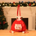 Sac cadeau de Noël avec bonhomme de neige en tissu rouge et fermeture à cordon - Style Bonhomme de Neige