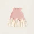 Robe sans manches rose et beige à volants pour fillettes avec ourlet évasé - 80 / Rose