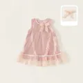 Vestido de princesa rosa para niña con bordado de lentejuelas, tul y lazo de seda suave - 80 / Rosa