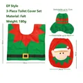 Set copriwater natalizio Elf con tappetino e copri serbatoio in feltro rosso e verde - Stile Elfo (精灵马桶套)