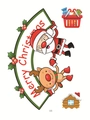 Christmas static window stickers with Santa Claus, reindeer, candy basket, and snowy cabin - Holding Hands Santa Style (05)