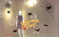 Halloween window stickers set featuring black spiders, orange pumpkins and party text - Spider Web Pumpkin Party Style (16005)