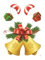Christmas window decals featuring golden bells with pine and parachute gift box designs - Parachute Gift Box Style (10)