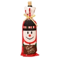 Christmas wine bottle cover with snowman design and Warm Wishes sign in festive red - Snowman