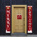 Weihnachts-Türbanner Set mit rot-schwarzem Karomuster und Merry Christmas Aufschrift - Rot Schwarz Karo Merry Christmas/Snowflake Stil (002)